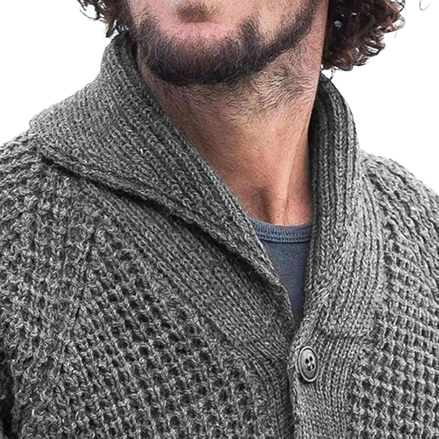 Men's V-Neck slim up Cardigan Shawl Collar Fit Casual Cardigans Button Down Knitwear Sweater for Men