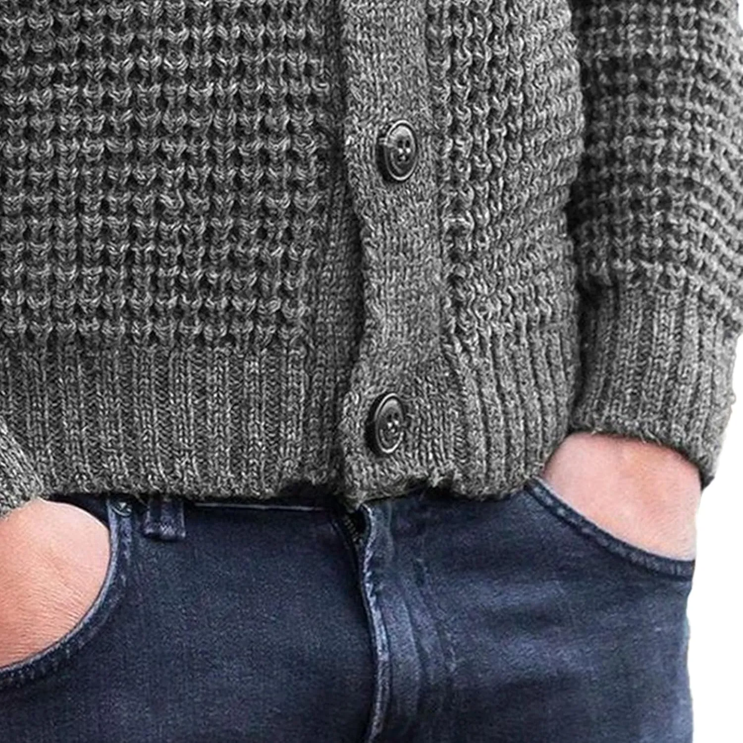 Men's V-Neck slim up Cardigan Shawl Collar Fit Casual Cardigans Button Down Knitwear Sweater for Men