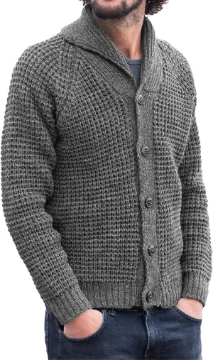 Men's V-Neck slim up Cardigan Shawl Collar Fit Casual Cardigans Button Down Knitwear Sweater for Men