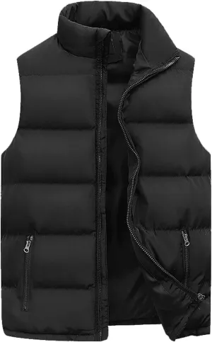 Mens Winter Down Vest Padded Puffer Vest Plus Size Lightweight Down Jacket Sleeveless Zip Up Quilted Gilet Jacket Outwear
