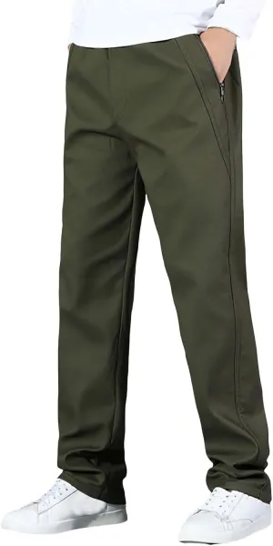 Men's Winter Fleece Pants Pants Trousers Casual Pants Drawstring Elastic Waist Straight Leg Plain Lined Pants for