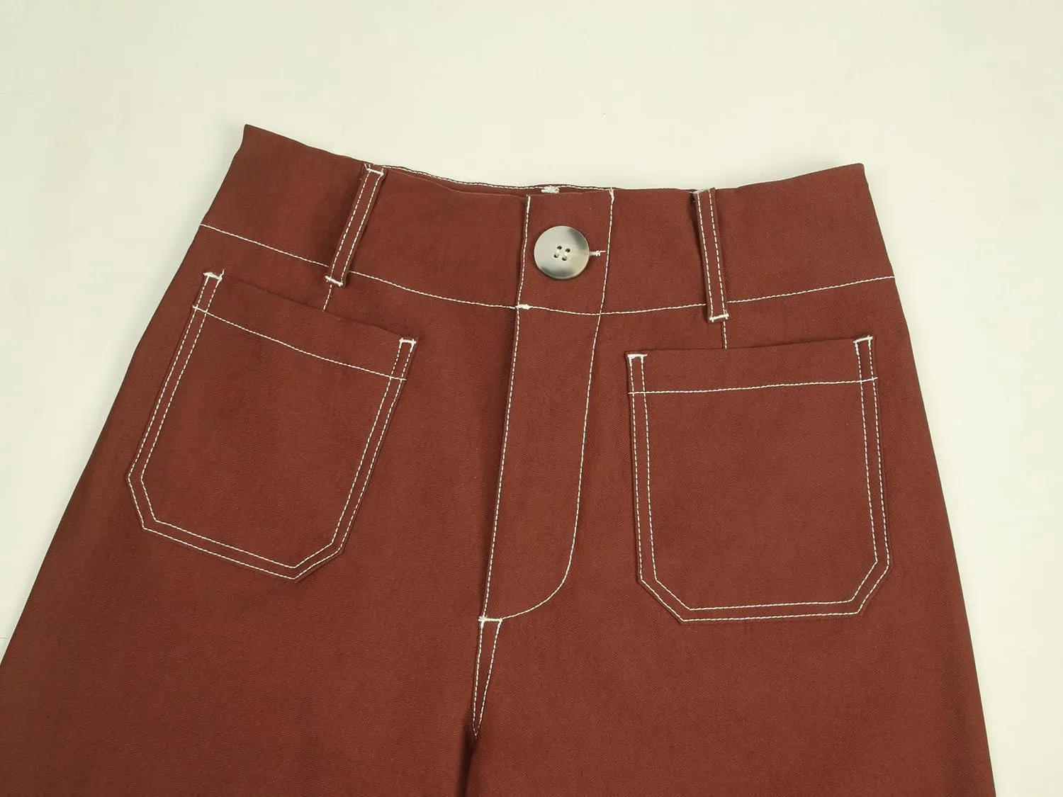 miduo Womens High Waisted Cropped Wide Leg Stretchy Straight Pants Trousers with Pockets