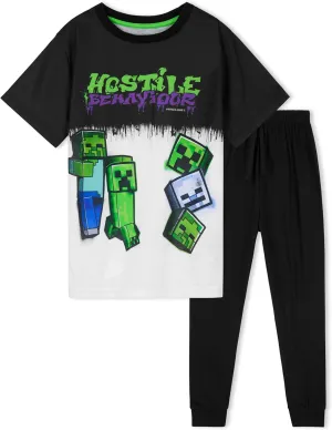Minecraft Boys Pyjamas Set Lounge Wear Long Top or T-Shirt and Bottoms Teenagers Kids PJs 5-14 Years Gifts for Boys