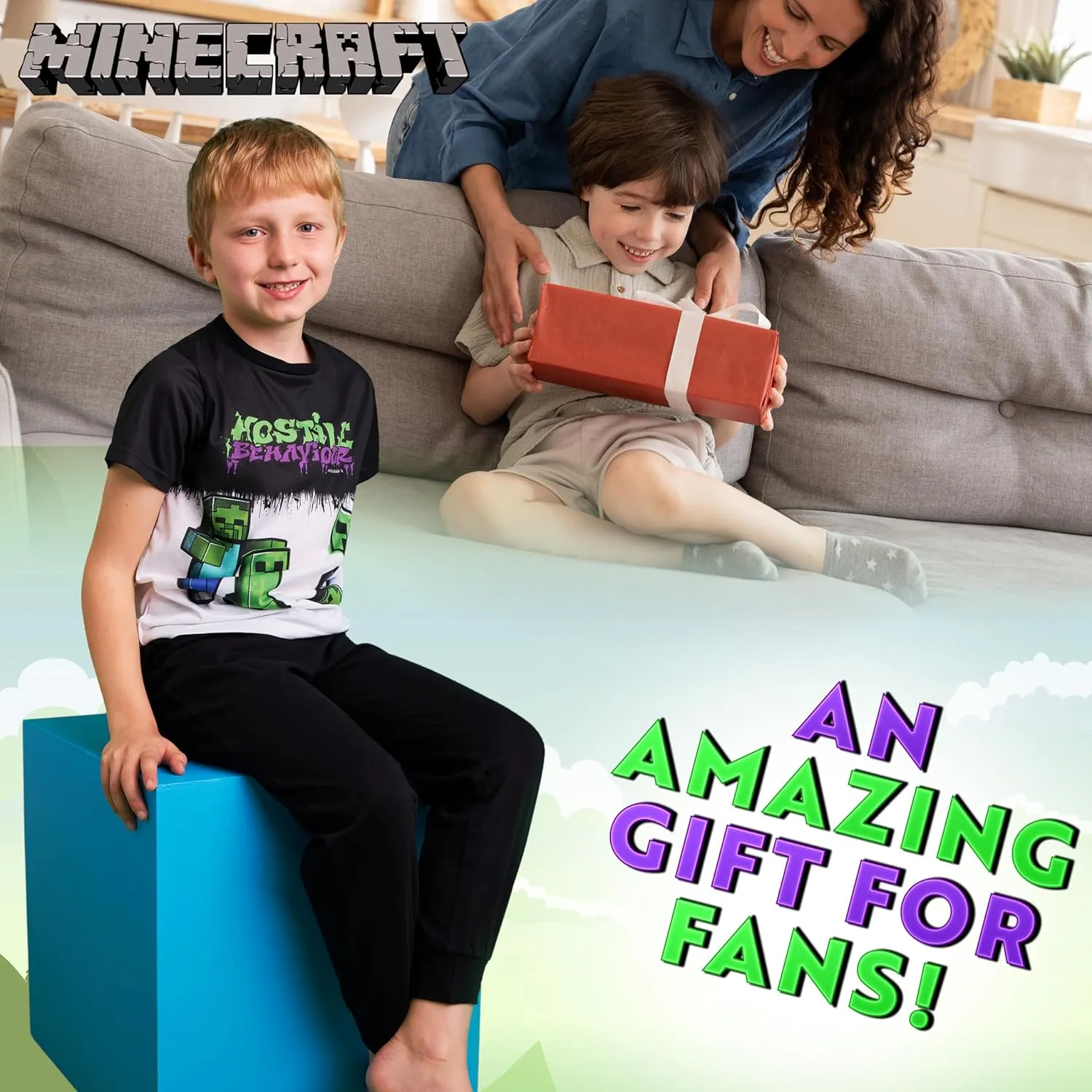 Minecraft Boys Pyjamas Set Lounge Wear Long Top or T-Shirt and Bottoms Teenagers Kids PJs 5-14 Years Gifts for Boys
