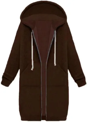 Mmoneyake Womens Zip Up Hoodies Oversize Fleece Jacket Long Sleeve Fall Hooded Lightweight Tunic Sweatshirt Long Coats 2024