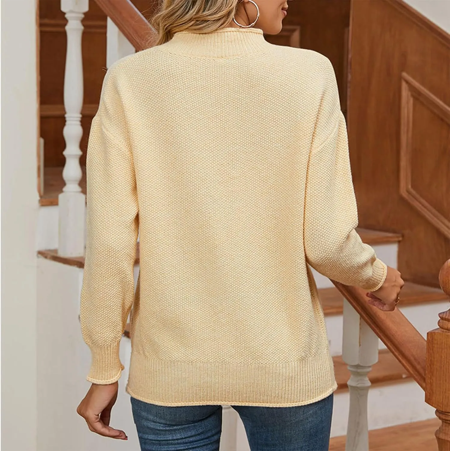 Mtsebmves Women Heart Sweater Long Sleeve Turtleneck Sweaters Oversized Knit Trendy Sweater Pullovers