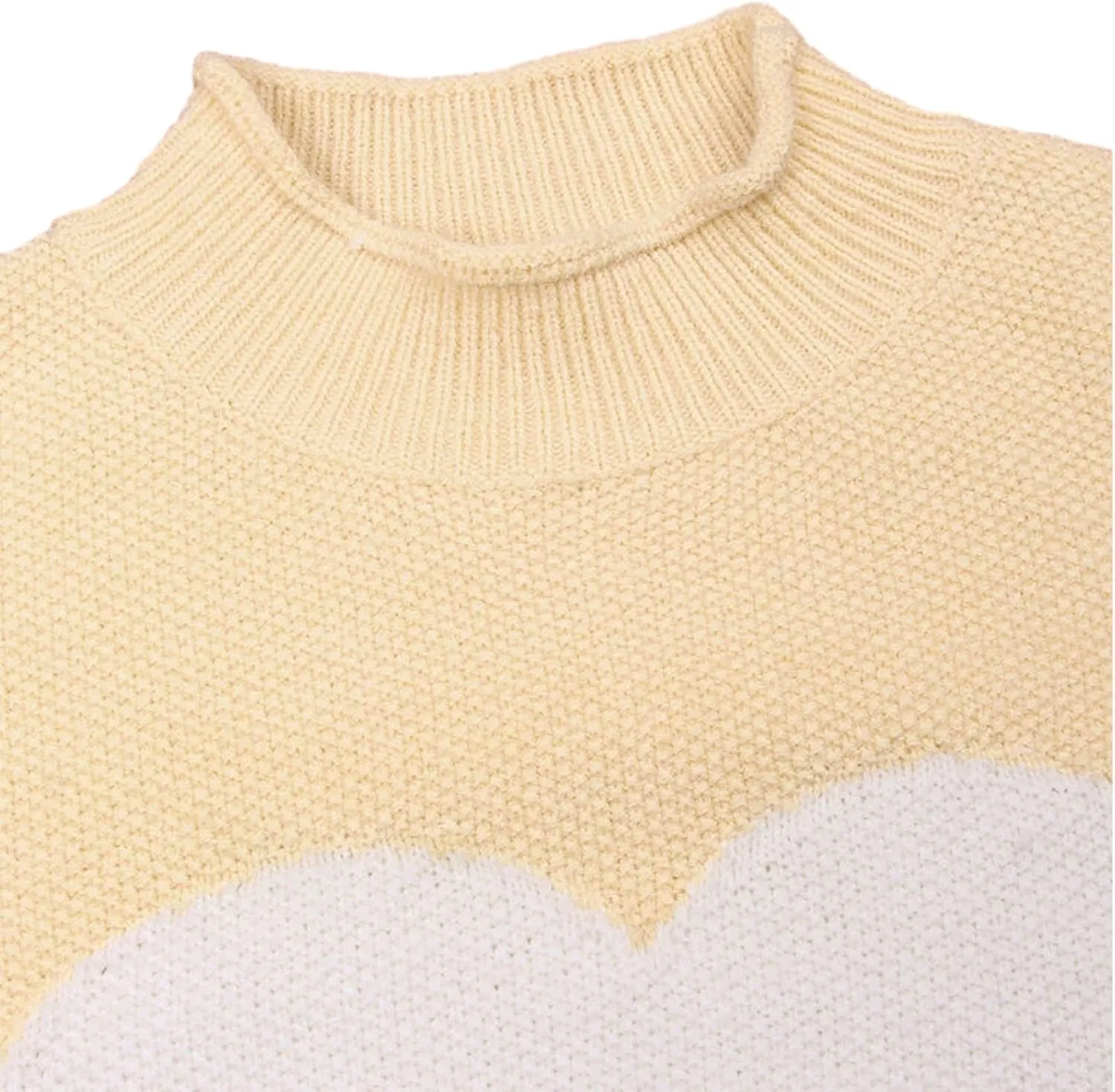 Mtsebmves Women Heart Sweater Long Sleeve Turtleneck Sweaters Oversized Knit Trendy Sweater Pullovers