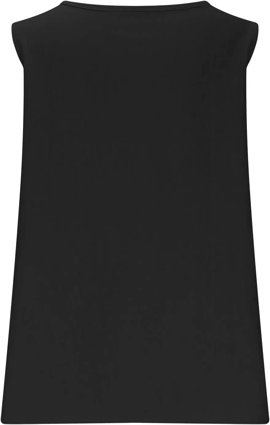 Mzkdieey Cotton Linen Tank Tops for Women Scoop Neck Button Down Henley Shirts Summer Casual Sleeveless Loose Fit T-Shirt