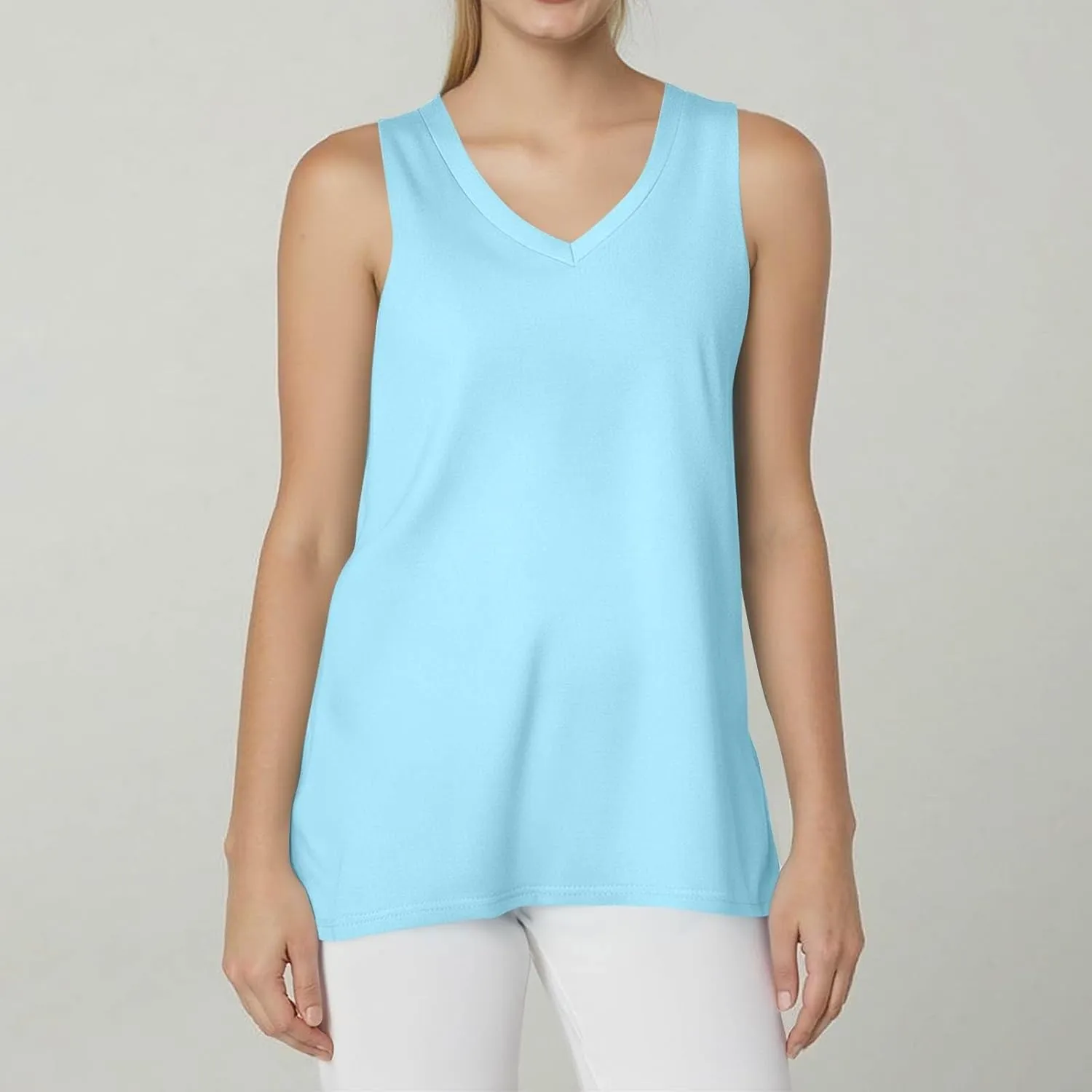 NBXNZWF Womens Tank Tops 2025 Summer Sleeveless V Neck Boho T Shirts Casual Loose Fit Going Out Workout Basic Tunic Tops
