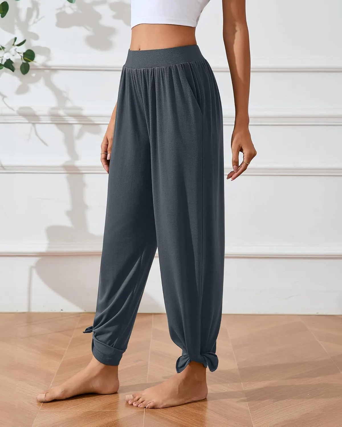 Neer 3 Pcs Women's Lounge Pants Side Slit High Waisted Joggers Wide Leg Yoga Sweatpants with Pocket Loose Cozy Pant