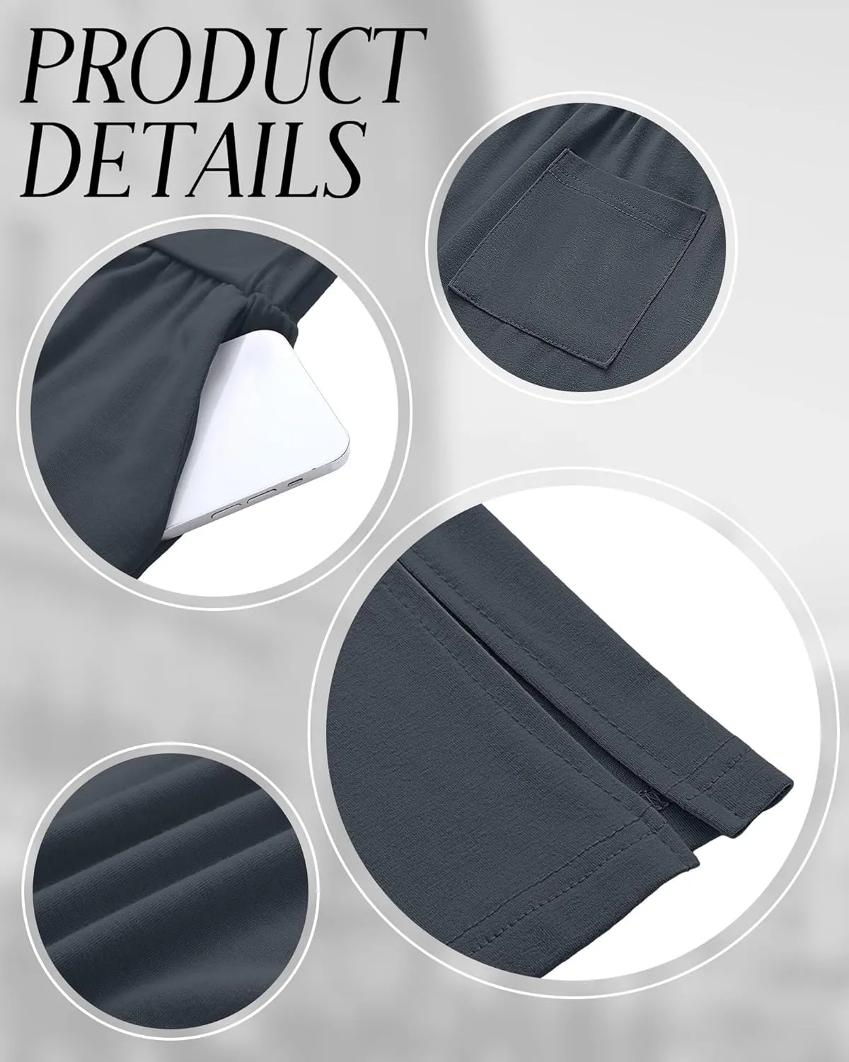 Neer 3 Pcs Women's Lounge Pants Side Slit High Waisted Joggers Wide Leg Yoga Sweatpants with Pocket Loose Cozy Pant