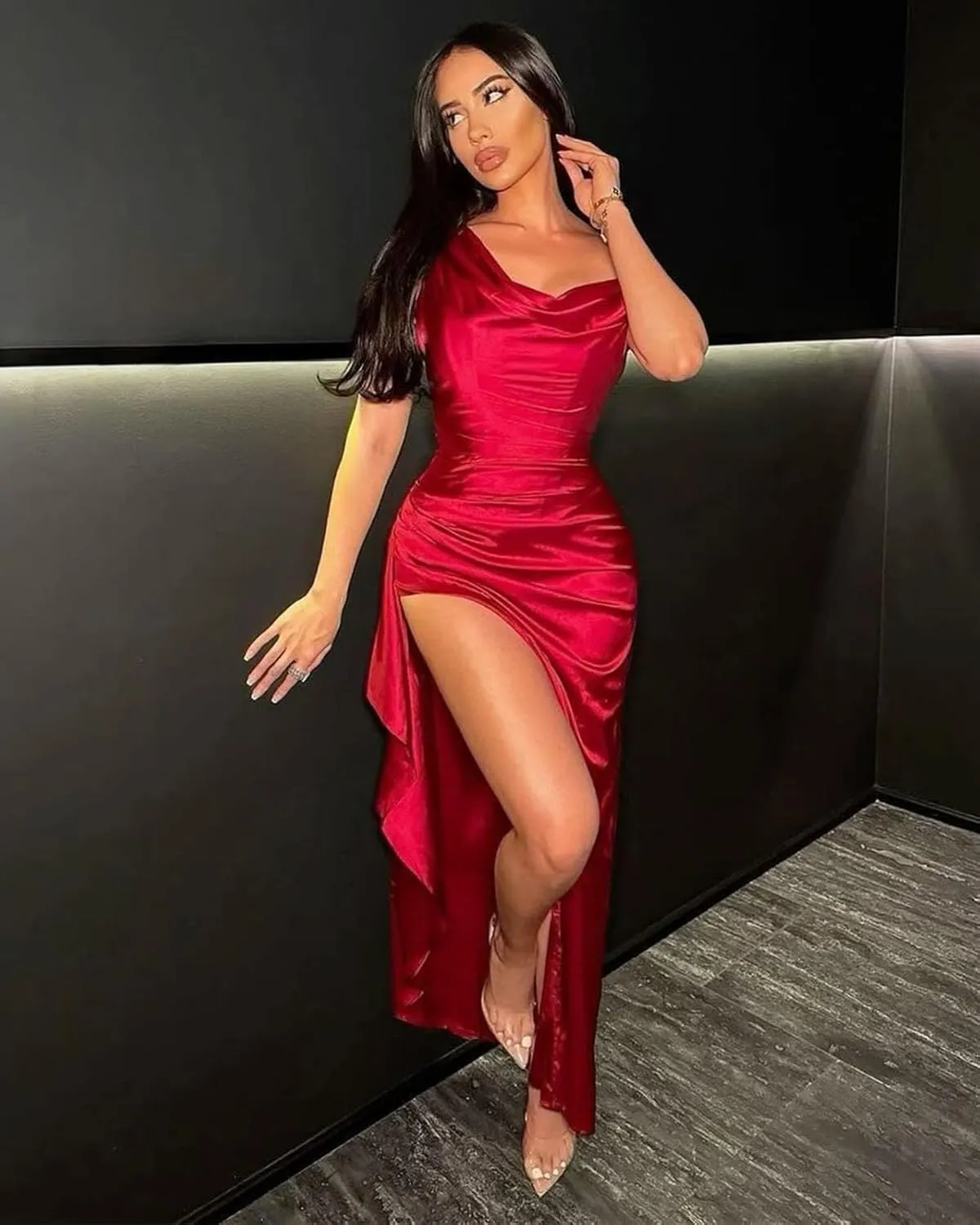 One Shoulder Wedding Guest Dresses for Women Satin Bridesmaid Dresses Elegent Women's Formal Dresses ACE174