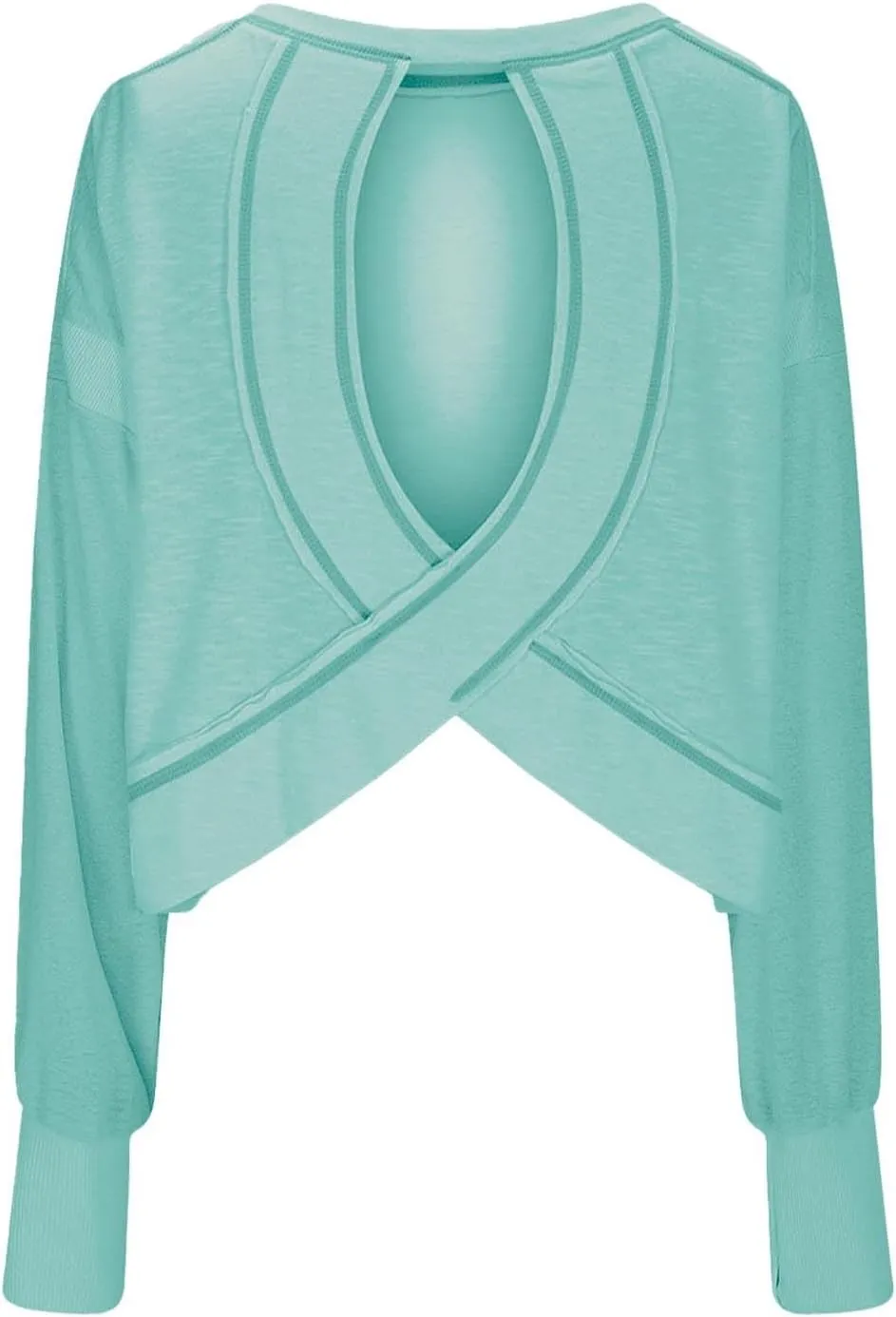Oversized Open Back Sweatshirts for Womens Gym Backless Long Sleeve Crop Tops Workout Yoga Athletic Shirts Pullover