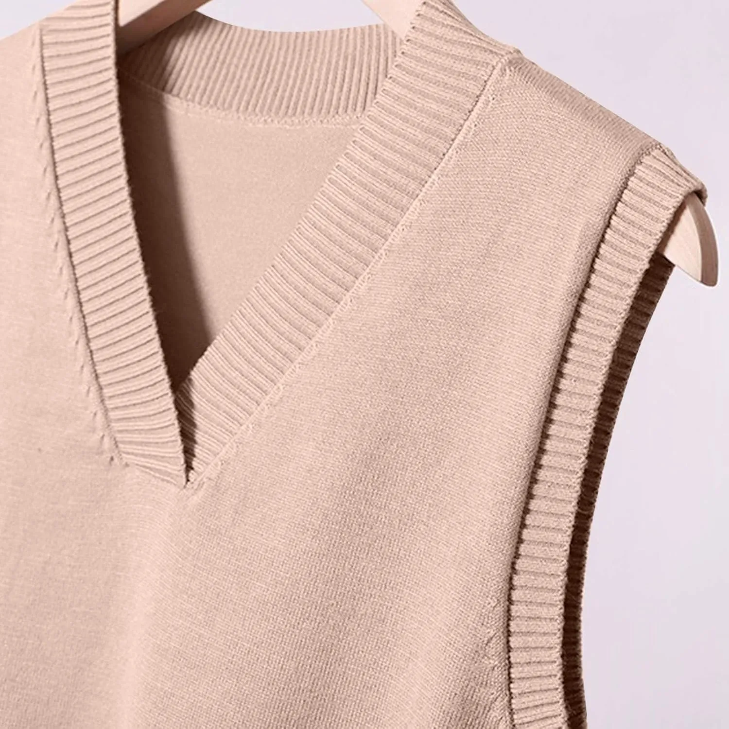 Oversized Sweater Vest for Women School Uniform Sleeveless V Neck Pullover Knitwear Tops Solid Tunic Tank Tops