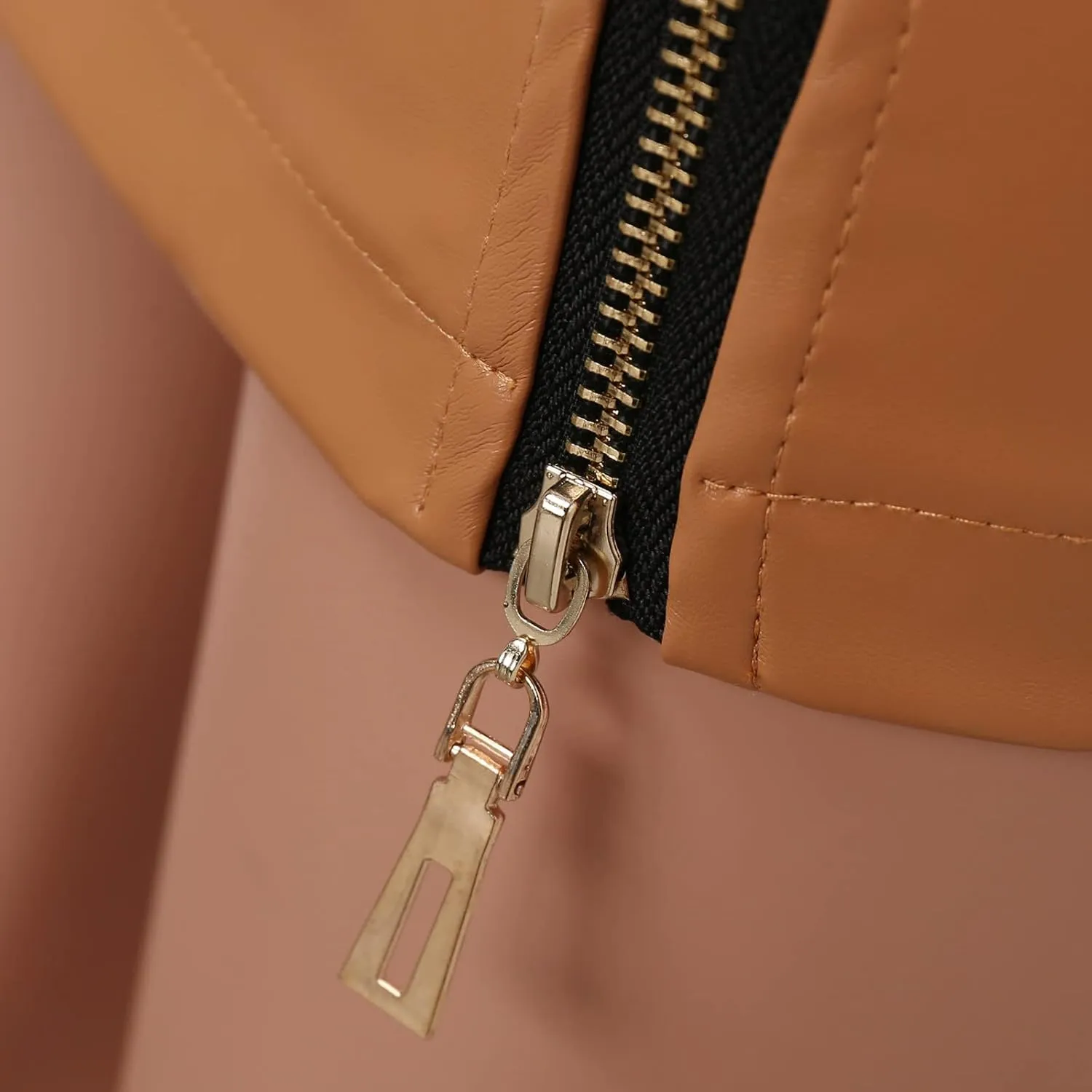 Pencil Skirt for Women with Tie Knot High Waist Slim Fit PU Leather Zipper Slit Business Workout Mini Skirts