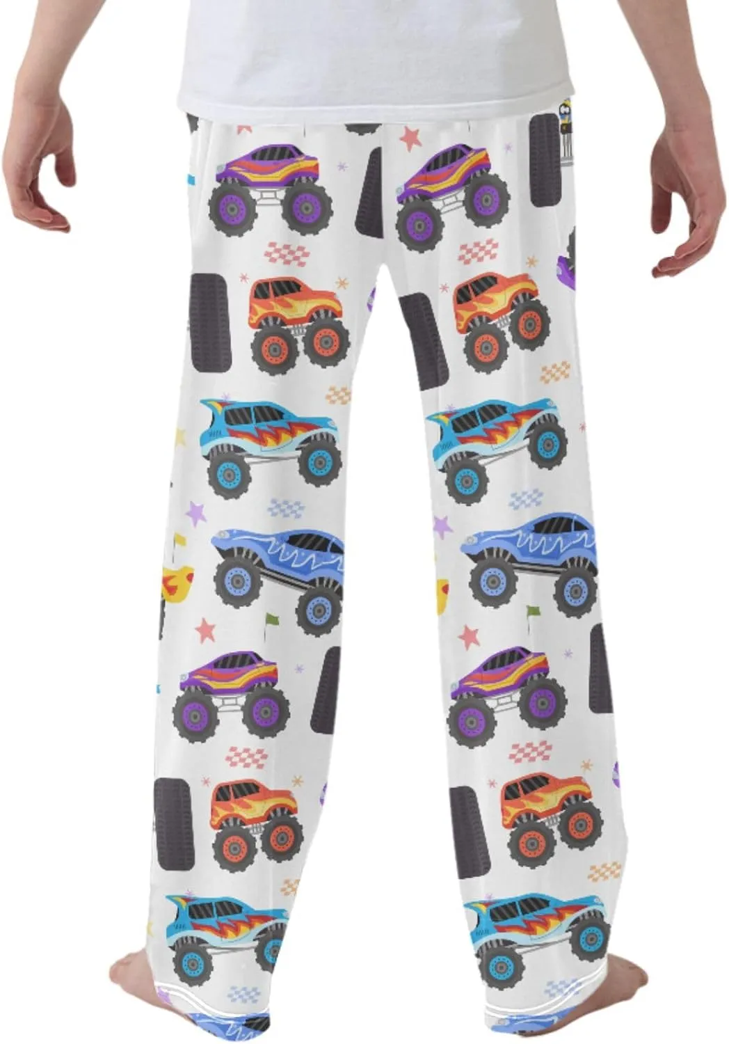 Pigsaly Boys' Pants Cartoon Monster Trucks Long Bottoms Race Car Star Jogger Pants Elastic Waist Trousers with Pockets S