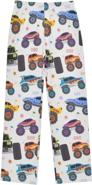 Pigsaly Boys' Pants Cartoon Monster Trucks Long Bottoms Race Car Star Jogger Pants Elastic Waist Trousers with Pockets S