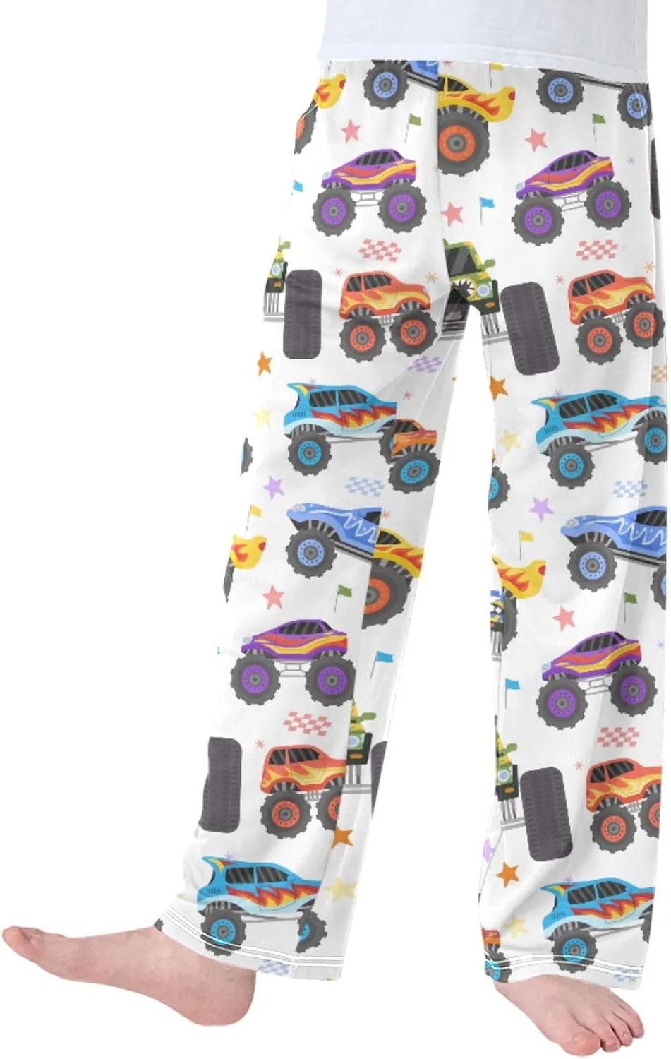 Pigsaly Boys' Pants Cartoon Monster Trucks Long Bottoms Race Car Star Jogger Pants Elastic Waist Trousers with Pockets S