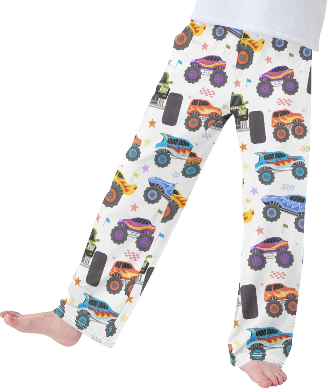 Pigsaly Boys' Pants Cartoon Monster Trucks Long Bottoms Race Car Star Jogger Pants Elastic Waist Trousers with Pockets S