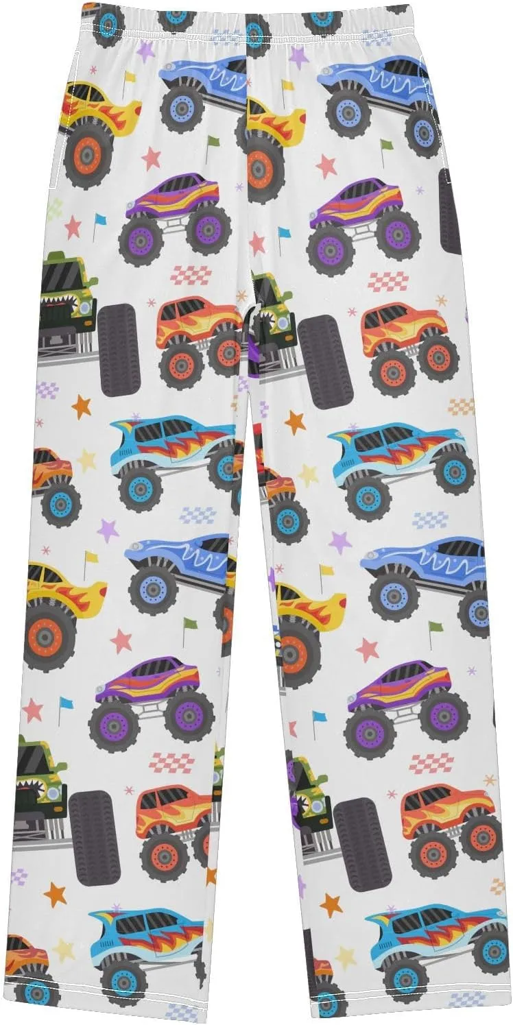 Pigsaly Boys' Pants Cartoon Monster Trucks Long Bottoms Race Car Star Jogger Pants Elastic Waist Trousers with Pockets S