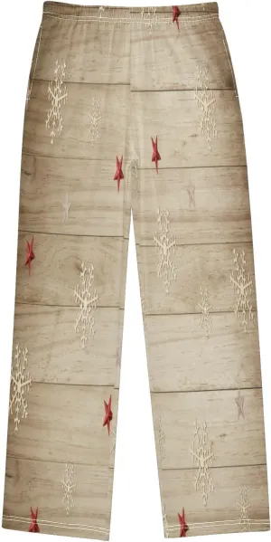 Pigsaly Boys' Pants Christmas Snowflake Long Bottoms Vintage Old Wooden Star Jogger Pants Elastic Waist Trousers Pockets S