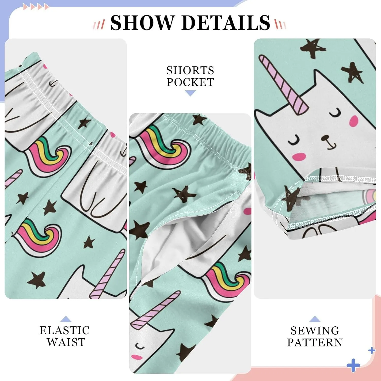 Pigsaly Boys' Pants Cute Cat Unicorn Long Bottoms Cartoon Rainbow Star Jogger Pants Elastic Waist Trousers With Pockets S