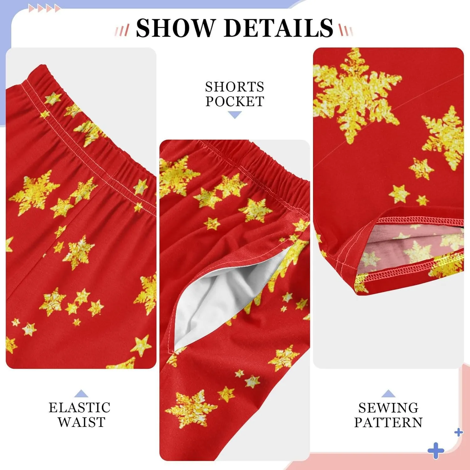 Pigsaly Boys' Pants Gold Christmas Tree Star Long Bottoms Happy New Year Jogger Pants Elastic Waist Trousers With Pockets S