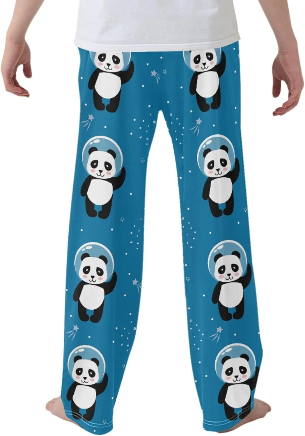 Pigsaly Boys' Pants Panda Astronaut Outer Space Long Bottoms Stars Galaxy Jogger Pants Elastic Waist Trousers With Pockets S