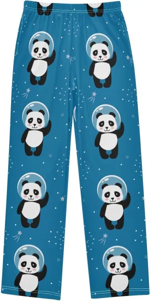 Pigsaly Boys' Pants Panda Astronaut Outer Space Long Bottoms Stars Galaxy Jogger Pants Elastic Waist Trousers With Pockets S
