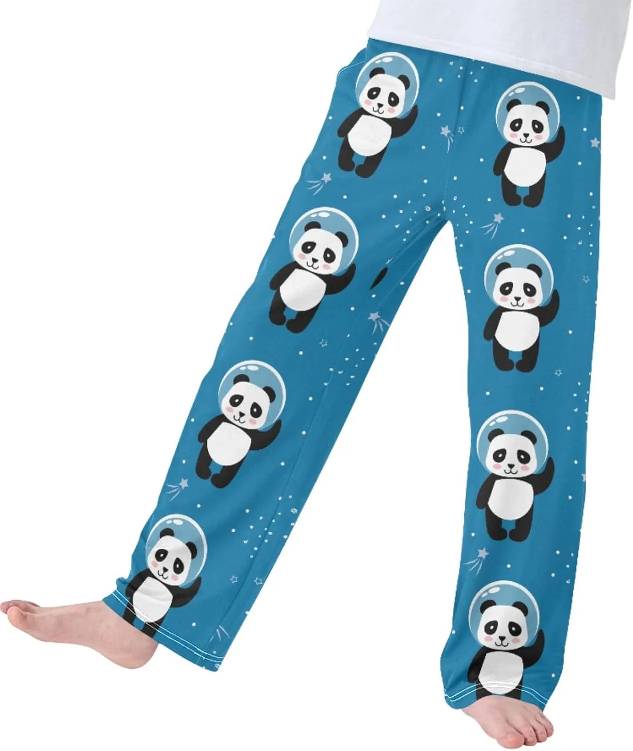 Pigsaly Boys' Pants Panda Astronaut Outer Space Long Bottoms Stars Galaxy Jogger Pants Elastic Waist Trousers With Pockets S