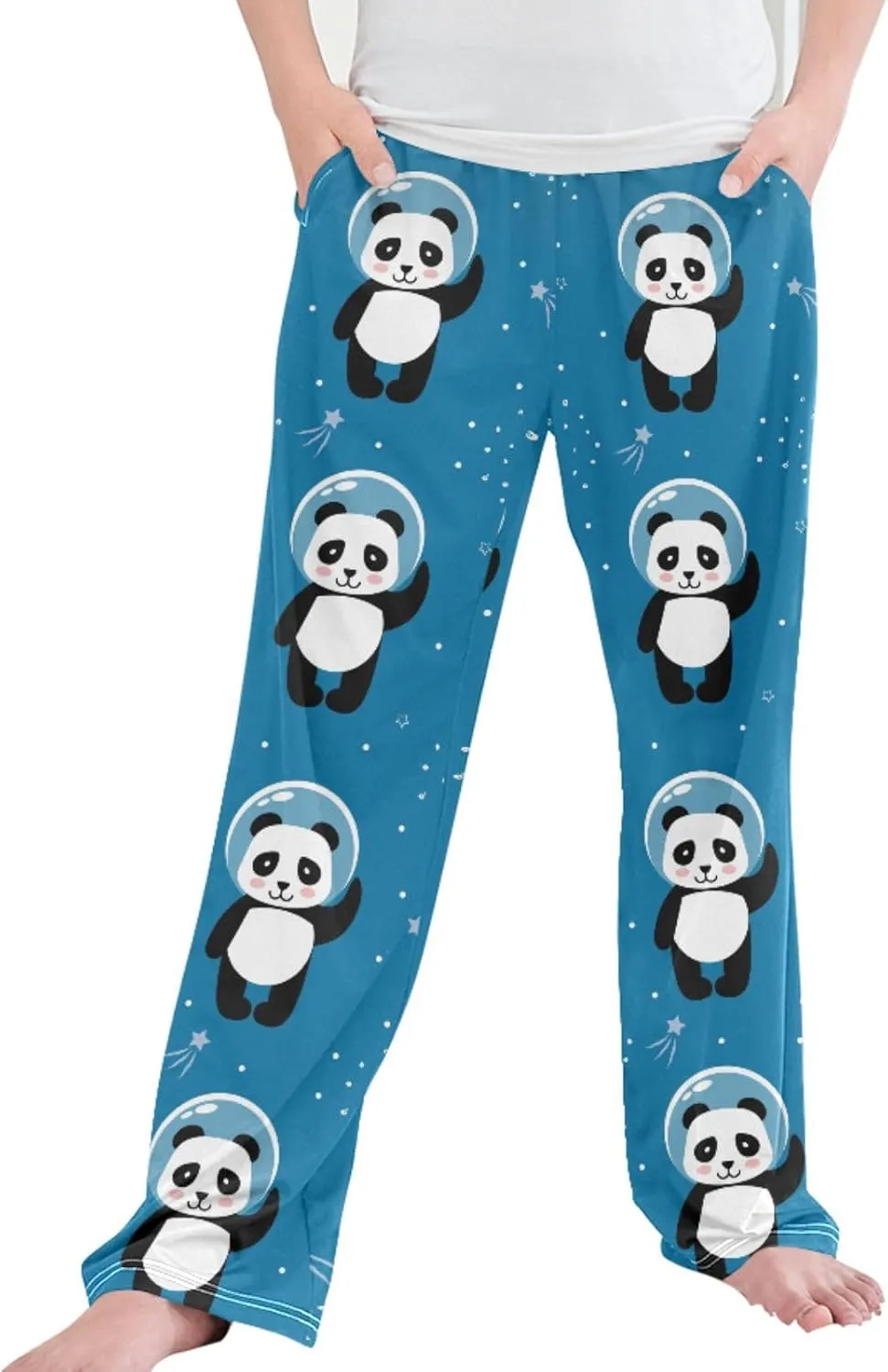 Pigsaly Boys' Pants Panda Astronaut Outer Space Long Bottoms Stars Galaxy Jogger Pants Elastic Waist Trousers With Pockets S