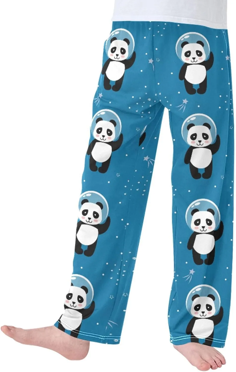 Pigsaly Boys' Pants Panda Astronaut Outer Space Long Bottoms Stars Galaxy Jogger Pants Elastic Waist Trousers With Pockets S