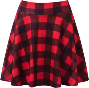 Pleated Skirts for Women Trendy Y2K Plaid High Elastic Waist A-Line Mini Cheer Skirts for Girls Trendy Streetwear