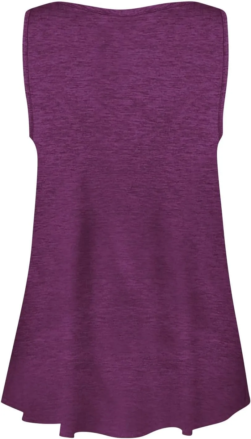 Plus Size Tank Top for Women Summer Casual Baggy Sleeveless Top Breathable Crewneck Solid Button Tank Tops