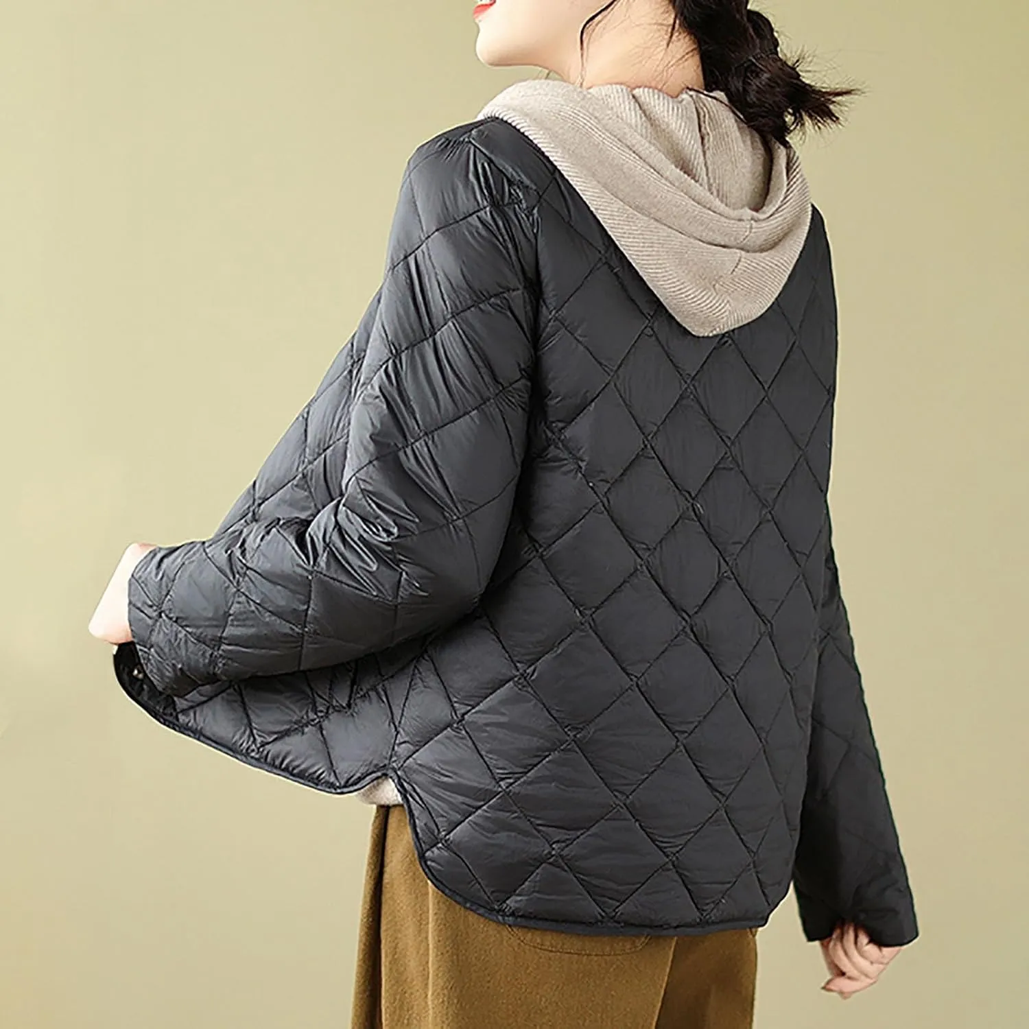 Puffer Jacket Womens Tops Plus Size Zip Up Down Jackets Sherpa Lined Parka Thermal Going Out Winter Hooded Coats