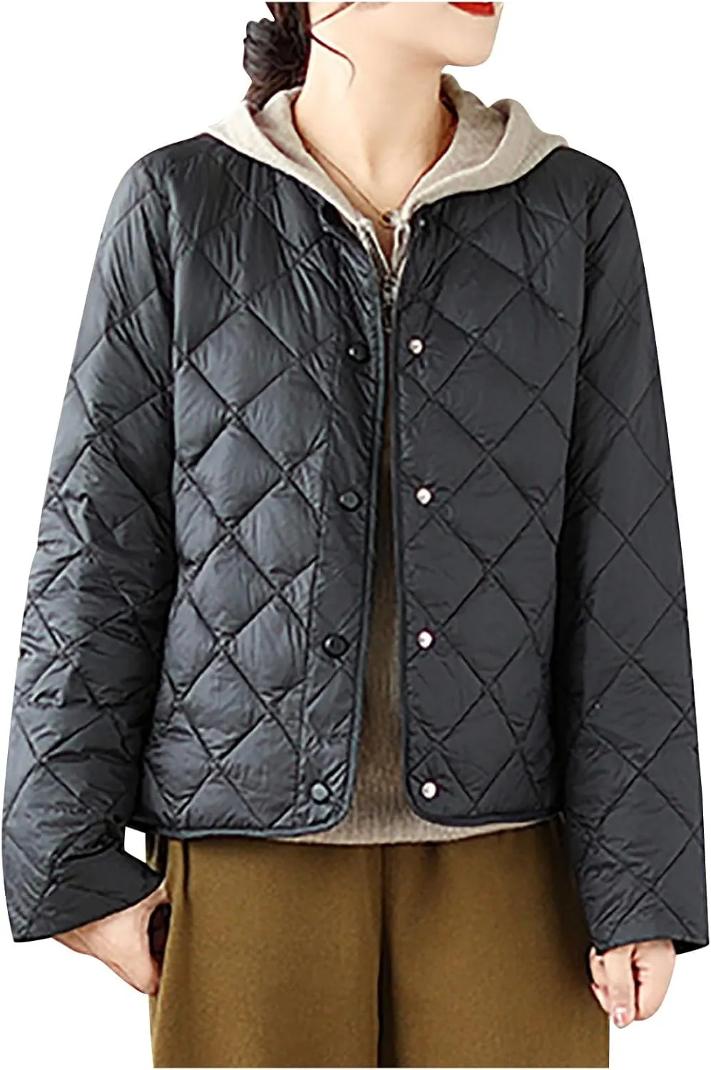 Puffer Jacket Womens Tops Plus Size Zip Up Down Jackets Sherpa Lined Parka Thermal Going Out Winter Hooded Coats
