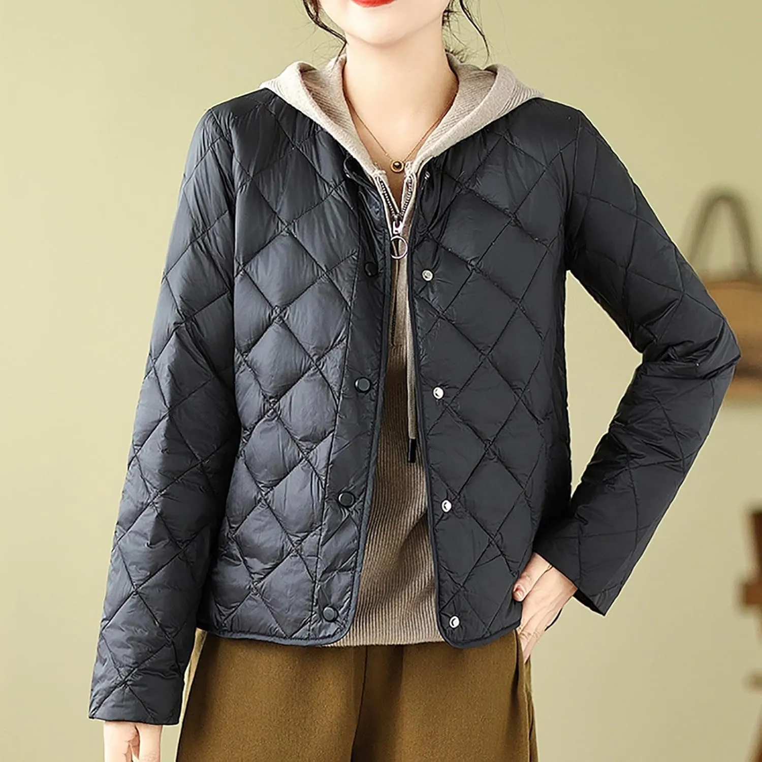 Puffer Jacket Womens Tops Plus Size Zip Up Down Jackets Sherpa Lined Parka Thermal Going Out Winter Hooded Coats