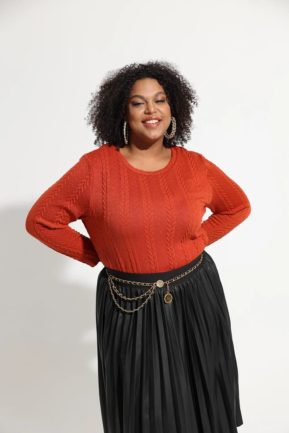 RITERA Plus Size Womens Tops Cable Knit Sweaters Casual Long Sleeve Lightweight Pullover Sweater Tops XL-5XL