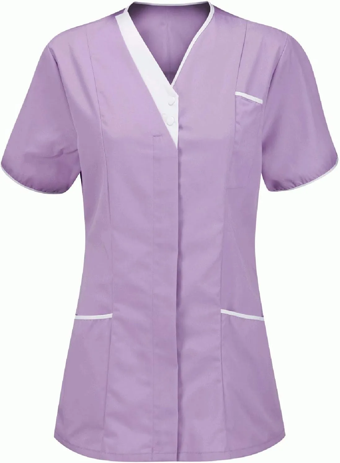 Scrub Tops Women Short Sleeve V Neck Nurse Work Uniform Shirts Comfy Medical Workwear Tunics with Pockets