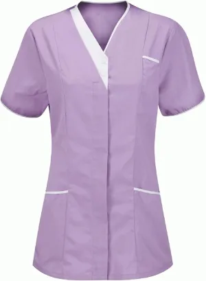 Scrub Tops Women Short Sleeve V Neck Nurse Work Uniform Shirts Comfy Medical Workwear Tunics with Pockets