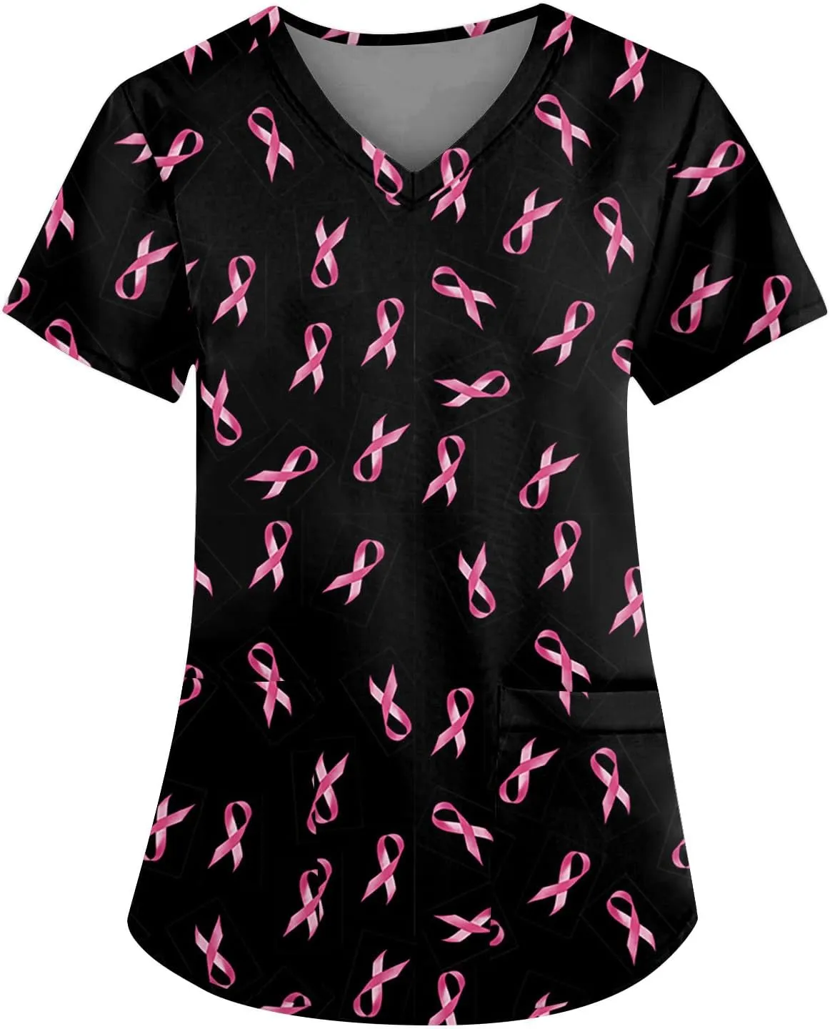 Segaven Womens Scrub Tops Trendy Print V Neck Nursing Tops Casual Short Sleeve Working Uniform With Pockets