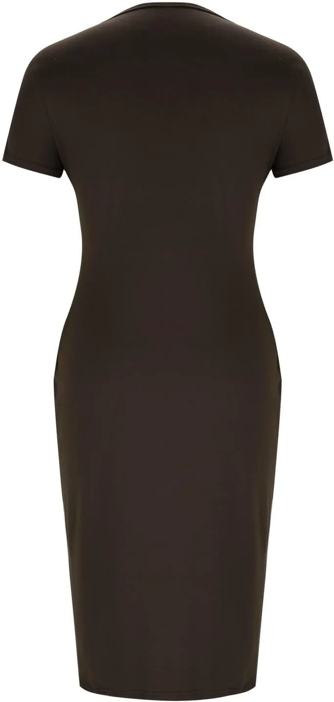 Shirt Dresses for Women Summer Casual Shift Dress Crewneck Bodycon Pencil Maxi Dress Long Length Holiday Loungewear