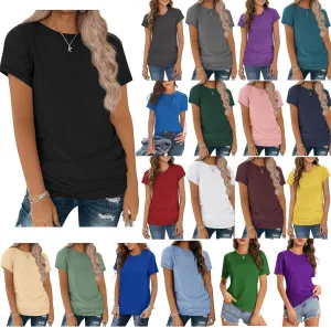 Shirts for Women Round Neck Womens Tops Short Sleeve Shirts Summer Tops Fashion Basic Tee