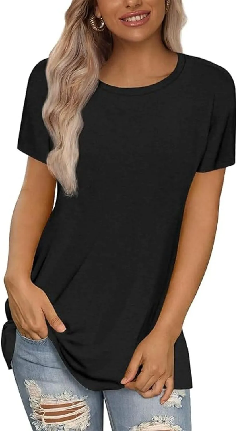 Shirts for Women Round Neck Womens Tops Short Sleeve Shirts Summer Tops Fashion Basic Tee