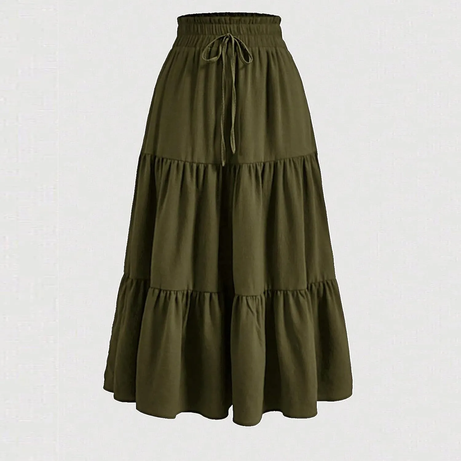Skirts for Women Summer Flowy Tiered Elastic High Waisted Skirt Vacation A-Line Swing Long Floral Midi Skirts