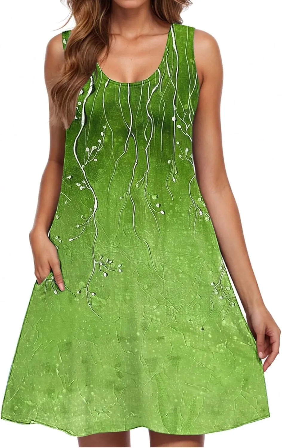 Sleeveless Beach Dresses for Women Trendy Swimsuit Cover Ups Vacation Dresses Swing Mini Dress Flowy Dresses