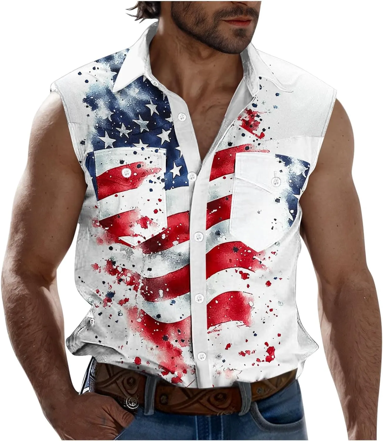 Sleeveless Tops for Man Winter Fall High Neck Denim Medieval Western Cardigan Tops Blouses Shirts Mens 2025