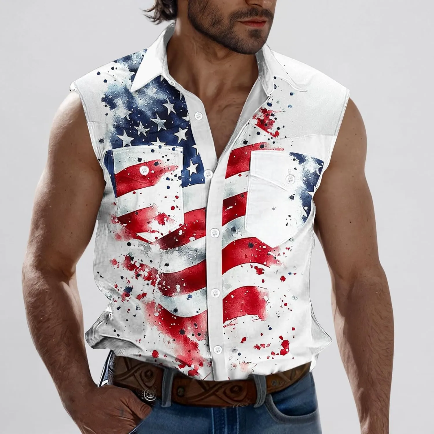 Sleeveless Tops for Man Winter Fall High Neck Denim Medieval Western Cardigan Tops Blouses Shirts Mens 2025