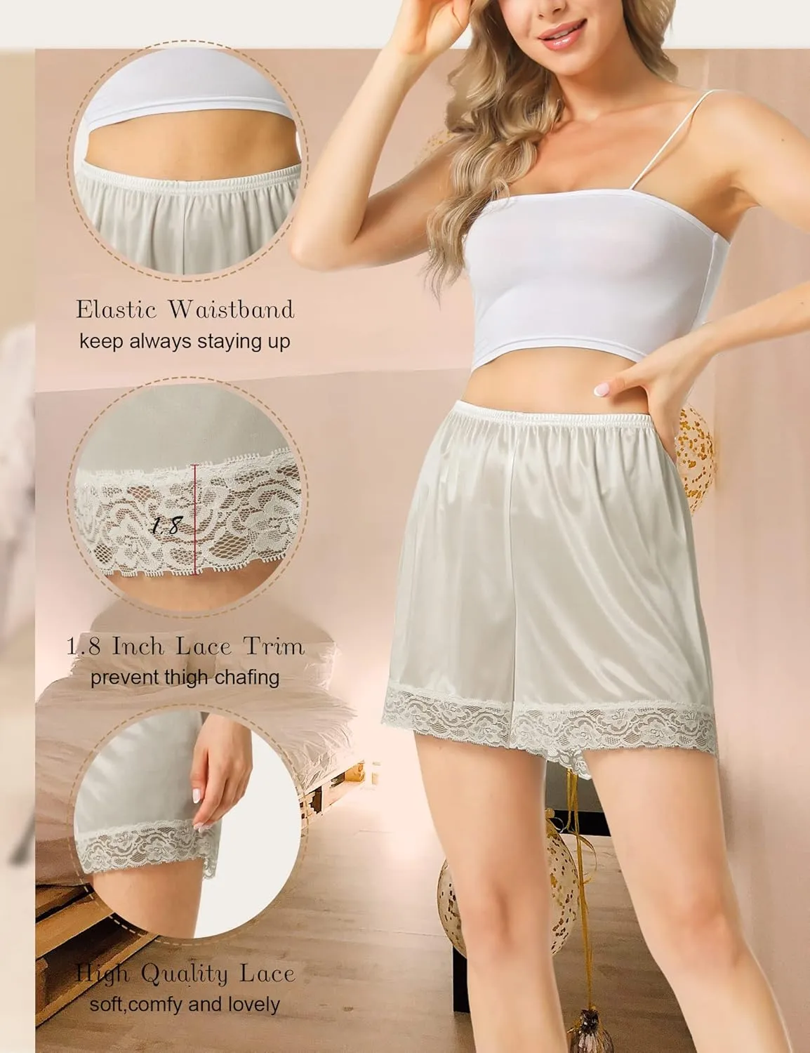 Slip Shorts Culotte for Women Split Skirt Lace Pettipants Bloomer