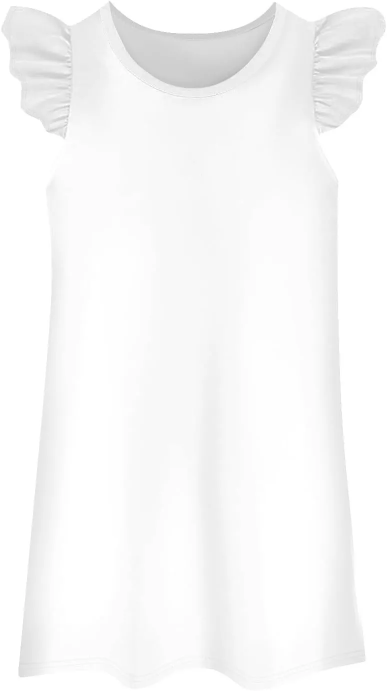 Summer Dresses for Women 2025 Solid Color Round Neck Dresses Tank Dresses Fly Sleeve Dresses Boho Dresses